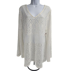 Ruff Hewn Grey Womens Ivory Lace Swimsuit Beach Cover Up Overlay Size XL New